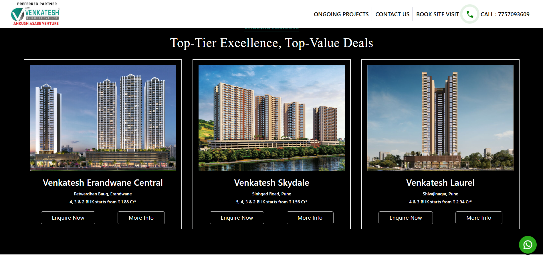 Real Estate Website Project - Venkatesh Buildcon